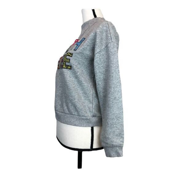 H&M "Youth Tribe" Gray Mock Neck Pullover Sweatshirt Women's Size Small S - Picture 3 of 8